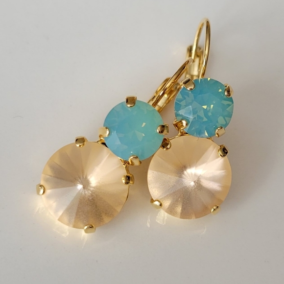 Austrian Crystal Earrings in Gold - Picture 1 of 8
